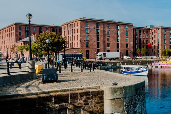 The Royal Albert Dock on a sunny summer's day in Liverpool.