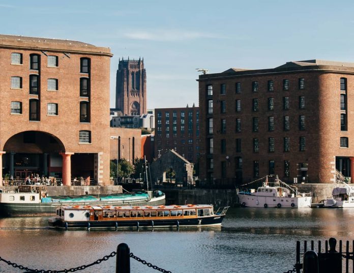 Looking out from the Royal Albert Dock in Liverpool on a sunny day.